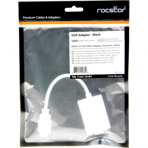 Rocstor Premium HDMI/VGA Video Cable (Y10C119 W1, White In-Package/500