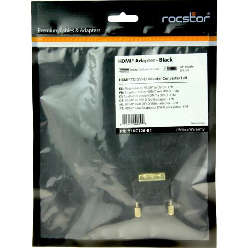 Rocstor Premium HDMI To DVI D Video Cable Adapter   F/M   1 X HDMI Female Digital Audio/Video   1 X DVI D Male Digital Video F/M   Black In-Package/500