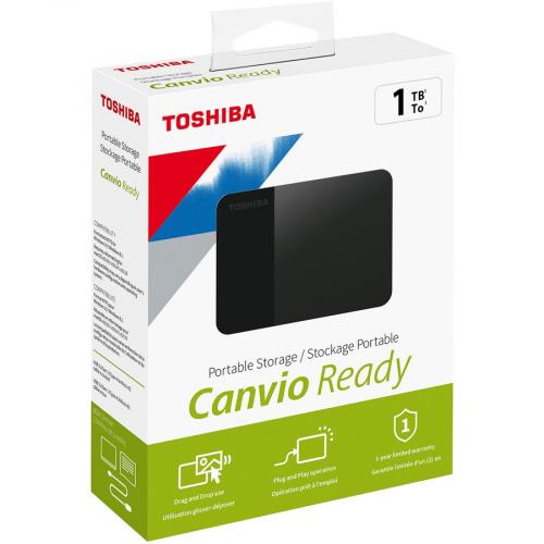 Toshiba Canvio Ready HDTP310XK3AA 1 TB Portable Hard Drive   External   Black In-Package/500