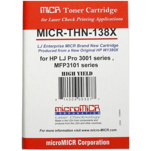 MicroMICR MICR High Yield Laser Toner Cartridge 138A, 138X (W1480A) In Package/500