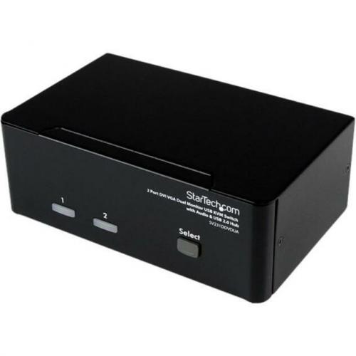 StarTech.com 2 Port DVI VGA Dual Monitor KVM Switch USB With Audio & USB 2.0 Hub Left/500