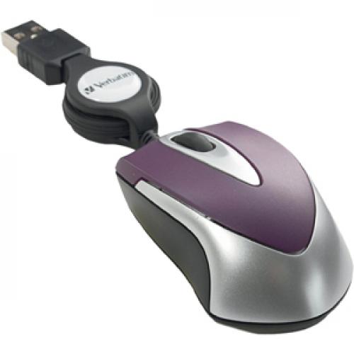Verbatim Mini Travel Optical Mouse   Purple Left/500