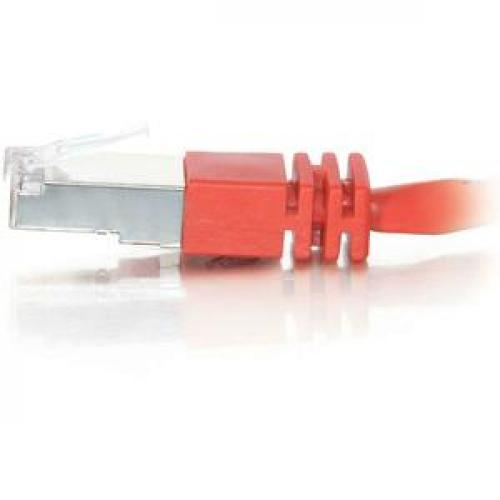 C2G 7ft Cat5e Molded Shielded (STP) Network Patch Cable   Red Left/500