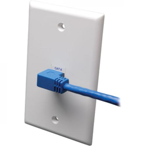 Eaton Tripp Lite Series Right Angle Cat6 Gigabit Molded UTP Ethernet Cable (RJ45 Right Angle M To RJ45 M), Blue, 10 Ft. (3.05 M) Left/500