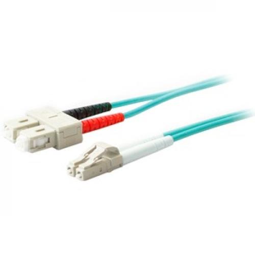 AddOn 10m LC (Male) To SC (Male) Aqua OM4 Duplex Fiber OFNR (Riser Rated) Patch Cable Left/500