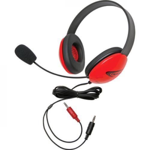 Califone Red Stereo Headphone W/ Mic Dual 3.5mm Plug Left/500