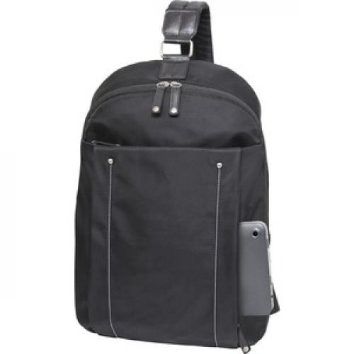 WIB Miami City Slim Backpack For Up To 14.1" Notebook , Tablet, EReader   Black   Twill Polyester Left/500