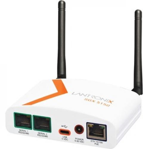 Lantronix SGX 5150 Wireless IoT Gateway, 802.11a/b/g/n/ac, 2xRS232 (RJ45), USB, 10/100 Ethernet, US Model Left/500