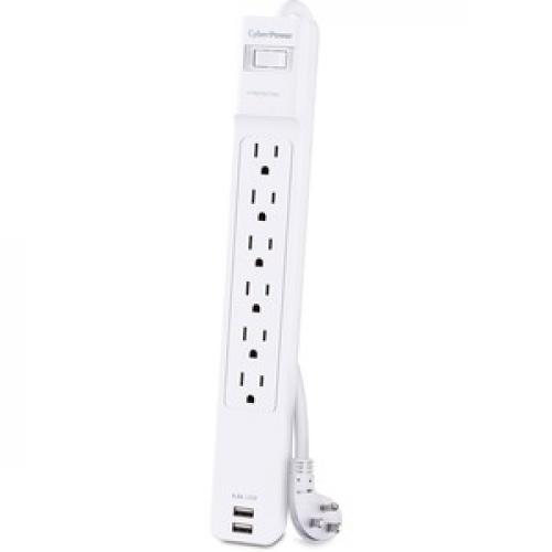 CyberPower CSP606U42A Professional 6   Outlet Surge With 900 J Left/500