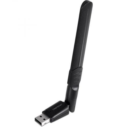 TRENDnet AC1200 High Gain Dual Band Wave 2 MU MIMO Wireless USB USB 3.1 Gen 1 Adapter, For Windows And Mac, Black, TEW 805UBH Left/500