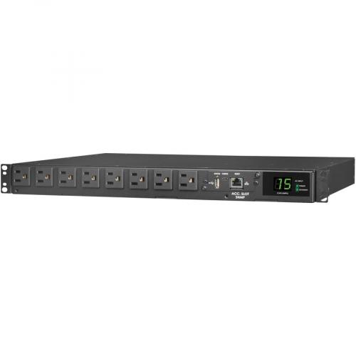 Tripp Lite By Eaton 1.44kW 120V Single Phase ATS/Monitored PDU   8 NEMA 5 15R Outlets, Dual 5 15P Inputs, 12 Ft. Cords, 1U, TAA Left/500