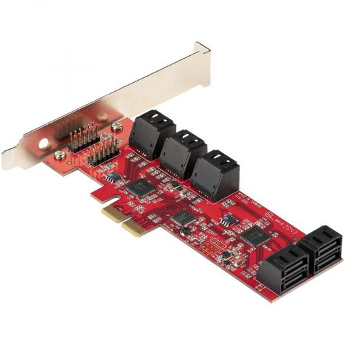 StarTech.com SATA PCIe Card, 10 Port PCIe SATA Expansion Card, 6Gbps SATA Adapter, Stacked SATA Connectors, PCI Express To SATA Converter Left/500