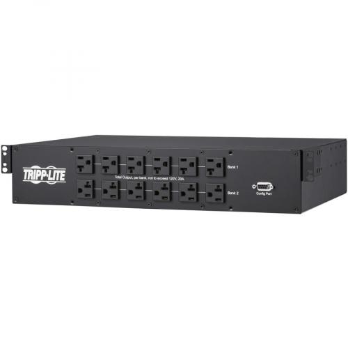 Tripp Lite By Eaton 2.9kW 120V Single Phase ATS/Monitored PDU   24 5 15/20R & 1 L5 30R Outlets, Dual L5 30P Inputs, 10 Ft. Cords, 2U, TAA Left/500