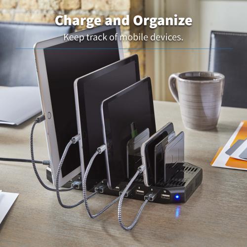 Tripp Lite By Eaton 10 Port USB Charging Station With Adjustable Storage, 12V 8A (96W) USB Charger Output Life-Style/500