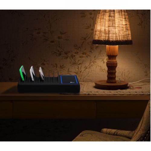 SIIG 10 Port USB Charging Station With Ambient Light Deck Life-Style/500