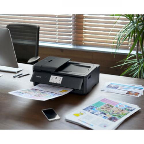 Canon PIXMA TS TS9520 Wireless Inkjet Multifunction Printer Color Copier/Scanner 4800x1200 Print Manual Duplex Print 100 Sheets Input Color Scanner 1200 Optical Scan Ethernet Wireless LAN Canon Mobile Printing Life-Style/500