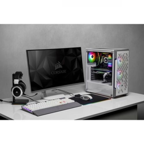 Corsair ICUE 220T RGB Airflow Tempered Glass Mid Tower Smart Case   White Life-Style/500