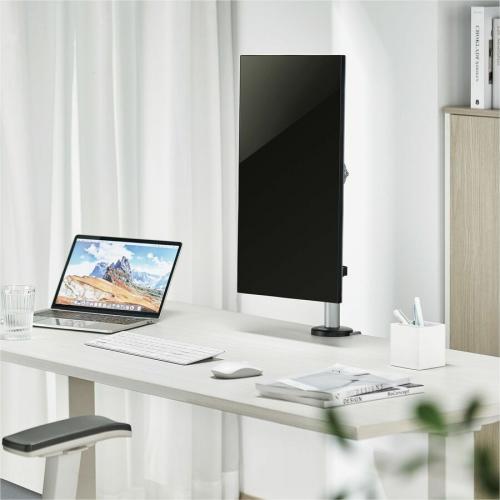 Rocstor ErgoReach Desk Mount For Monitor, Display   Aluminum Silver   Landscape/Portrait Life-Style/500