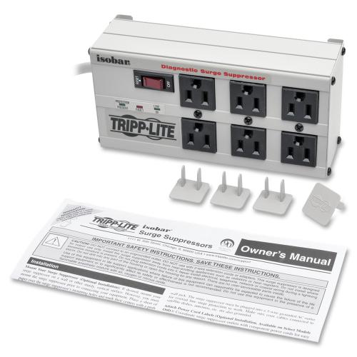 Tripp Lite By Eaton Isobar 6 Outlet Surge Protector, 6 Ft. Cord With Right Angle Plug, 3300 Joules, Diagnostic LEDs, Metal Housing Out-of-Package/500