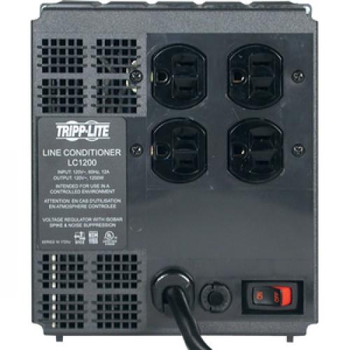 Tripp Lite By Eaton 1200W 120V Line Conditioner   Automatic Voltage Regulator (AVR), AC Surge Protection, 4 Outlets Rear/500