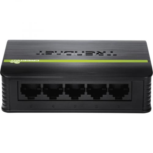 TRENDnet 5 Port Unmanaged 10/100 Mbps GREENnet Ethernet Desktop Plastic Housing Switch; 5 X 10/100 Mbps Ports; 1Gbps Switching Capacity; TE100 S5 Rear/500