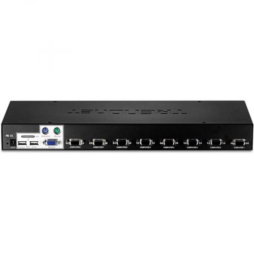 TRENDnet 8 Port USB/PS2 Rack Mount KVM Switch, TK 803R, VGA & USB Connection, Supports USB & PS/2 Connections, Device Monitoring, Auto Scan, Audible Feedback, Control Up To 8 Computers/Servers Rear/500