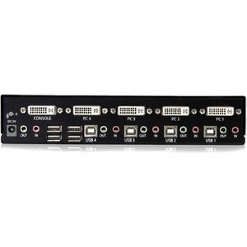 StarTech.com 4 Port DVI + USB KVM Switch With Audio   KVM Switch   USB 2.0 Hub   2 Ports   1 Local User   1U Rear/500