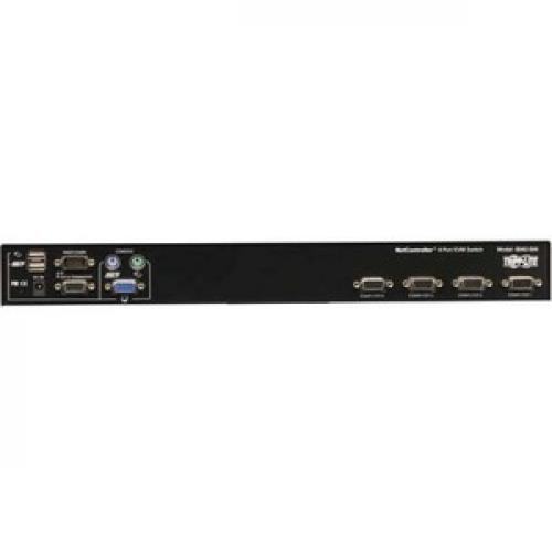 Tripp Lite By Eaton 4 Port 1U Rack Mount USB/PS2 KVM Switch With On Screen Display Rear/500