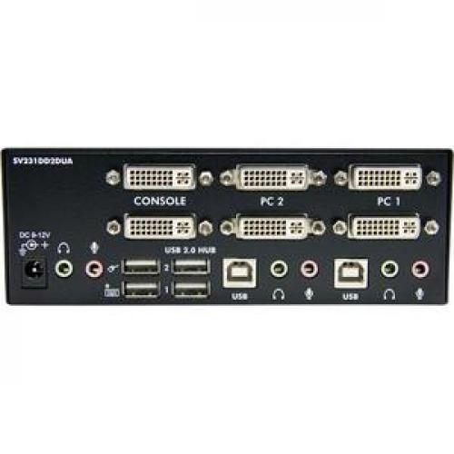 StarTech.com 2 Port Dual DVI USB KVM Switch W/ Audio & USB Hub Rear/500