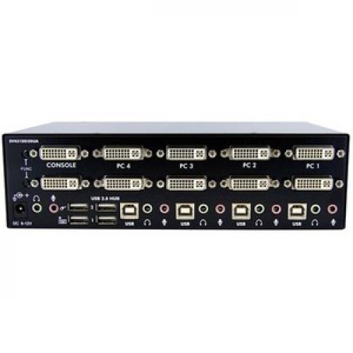 StarTech.com 4 Port Dual DVI USB KVM Switch W/ Audio & USB Hub Rear/500