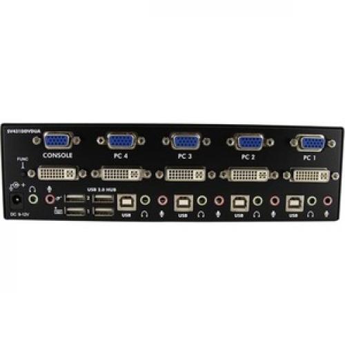 StarTech.com 4 Port DVI VGA Dual Monitor KVM Switch With Audio & USB Hub Rear/500