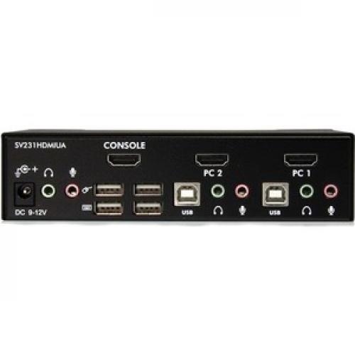 StarTech.com 2 Port USB HDMI KVM Switch W/ Audio & USB 2.0 Hub Rear/500