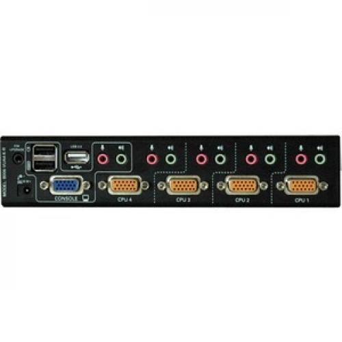 Tripp Lite By Eaton 4 Port Desktop KVM Switch Audio, 2 Port USB, On Screen Display & Cables Rear/500