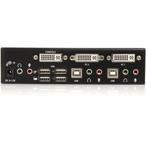 StarTech.com 2 Port DVI + USB KVM Switch With Audio   KVM Switch   USB 2.0 Hub   2 Ports   1 Local User   1U Rear/500