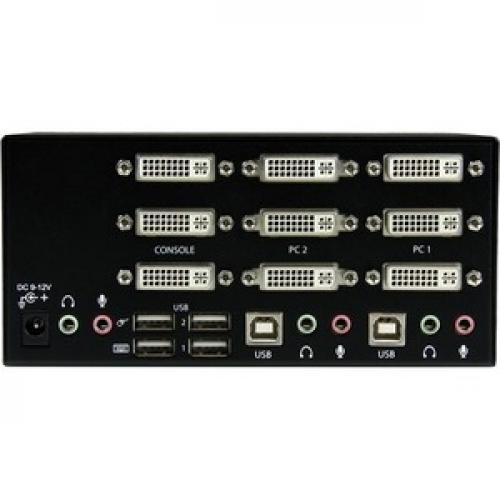StarTech.com 2 Port Triple Monitor DVI USB KVM Switch With Audio & USB 2.0 Hub Rear/500