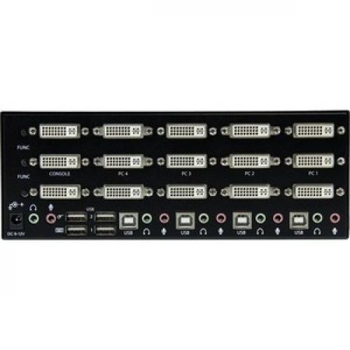 StarTech.com 4 Port Triple Monitor DVI USB KVM Switch With Audio & USB 2.0 Hub Rear/500