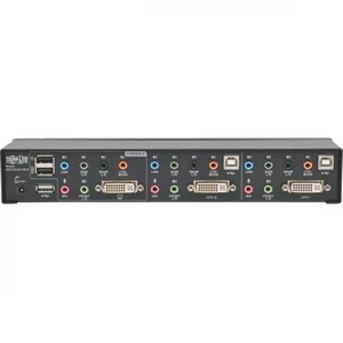 Tripp Lite By Eaton 2 Port DVI Dual Link / USB KVM Switch With Audio And Cables Rear/500
