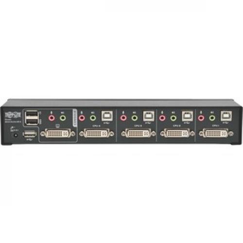 Tripp Lite By Eaton KVM Switch 4 Port DVI Dual Link / USB W/ Audio & 4x 6ft Cables Rear/500