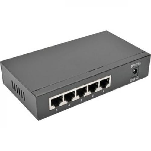 Tripp Lite By Eaton 5 Port 10/100/1000 Mbps Desktop Gigabit Ethernet Unmanaged Switch, Metal Housing Rear/500