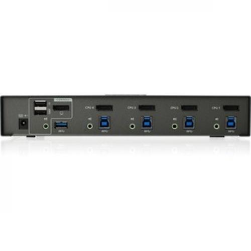 IOGEAR 4 Port DisplayPort KVMP Switch With USB 3.0 Hub (TAA Compliant) Rear/500