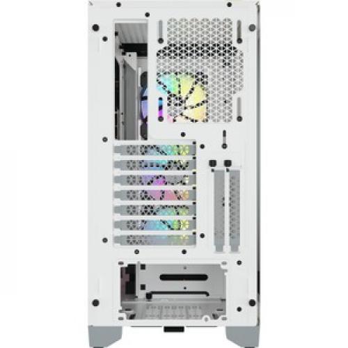 Corsair ICUE 4000X RGB Tempered Glass Mid Tower ATX Case   White Rear/500