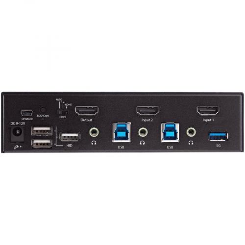 StarTech.com 2 Port HDMI KVM Switch 4K 60Hz UHD HDR, HDMI 2.0 Single Monitor, 2 Port USB 3.0 Hub, 4x USB HID, Audio, Hotkey Switching, TAA Rear/500