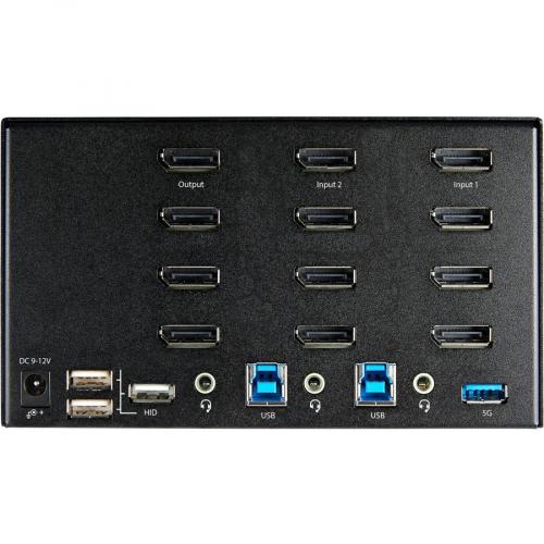 StarTech.com 2 Port Quad Monitor DisplayPort KVM Switch 4K 60Hz UHD HDR, DP 1.2 KVM Switch, 2 Port USB 3.0 Hub, 4x USB HID, Audio, Hotkey Rear/500