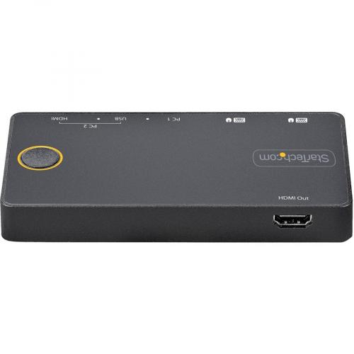 StarTech.com 2 Port Hybrid USB A + HDMI & USB C KVM Switch, Single 4K 60Hz HDMI 2.0 Monitor, Compact Desktop And/or Laptop HDMI KVM Switch Rear/500