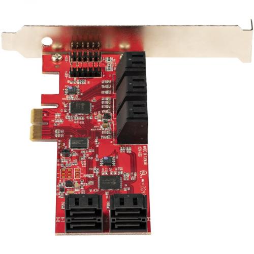 StarTech.com SATA PCIe Card, 10 Port PCIe SATA Expansion Card, 6Gbps SATA Adapter, Stacked SATA Connectors, PCI Express To SATA Converter Rear/500
