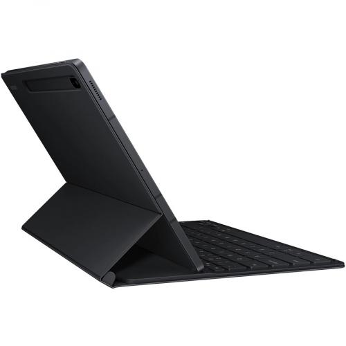 Samsung Keyboard/Cover Case (Book Fold) For 12.4" Samsung Galaxy Tab S7 FE, Galaxy Tab S7+ Tablet   Mystic Black Rear/500