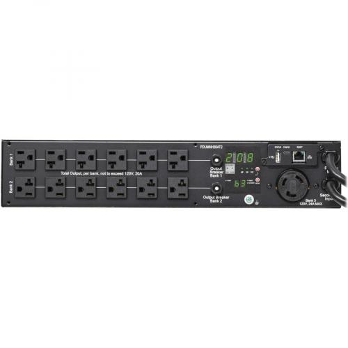 Tripp Lite By Eaton 2.9kW 120V Single Phase ATS/Monitored PDU   24 5 15/20R & 1 L5 30R Outlets, Dual L5 30P Inputs, 10 Ft. Cords, 2U, TAA Rear/500