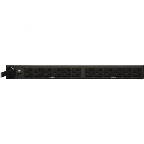 Tripp Lite By Eaton 2.9kW Single Phase Basic PDU With ISOBAR Surge Protection, 120V, 3840 Joules, 12 NEMA 5 15/20R Outlets, L5 30P Input, 15 Ft. Cord, 1U Rack Mount, TAA Rear/500