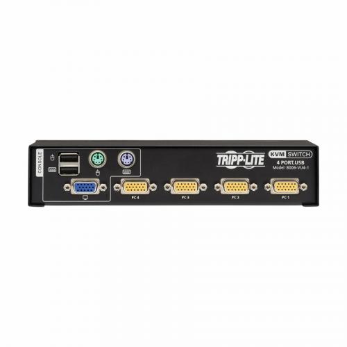 Tripp Lite By Eaton 4 Port VGA KVM Switch For USB Or PS/2 Keyboard/Mouse Rear/500