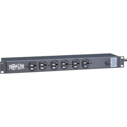 Tripp Lite By Eaton 1U Rack Mount Power Strip, 120V, 15A, 5 15P, 12 Outlets (6 Front Facing, 6 Rear Facing), 15 Ft. (4.57 M) Cord Right/500